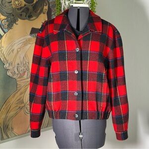 Pendleton Red and Black Plaid Bomber Jacket